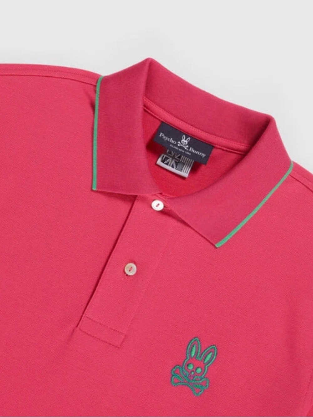 Psycho Bunny Men’s Coda Embroidered Bunny Pima Polo Shirt Sorbet Pink Size 6/L